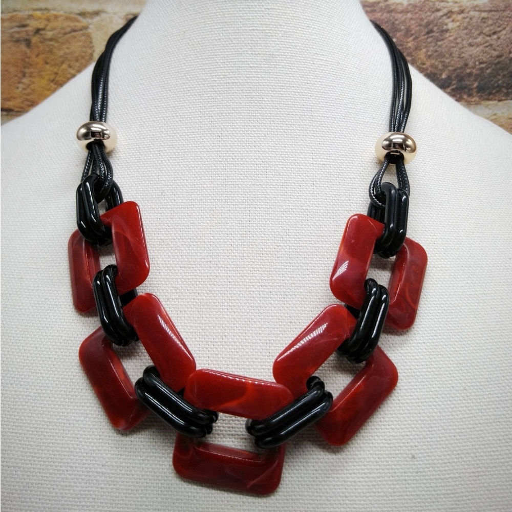 Elegant Red and Black Necklace